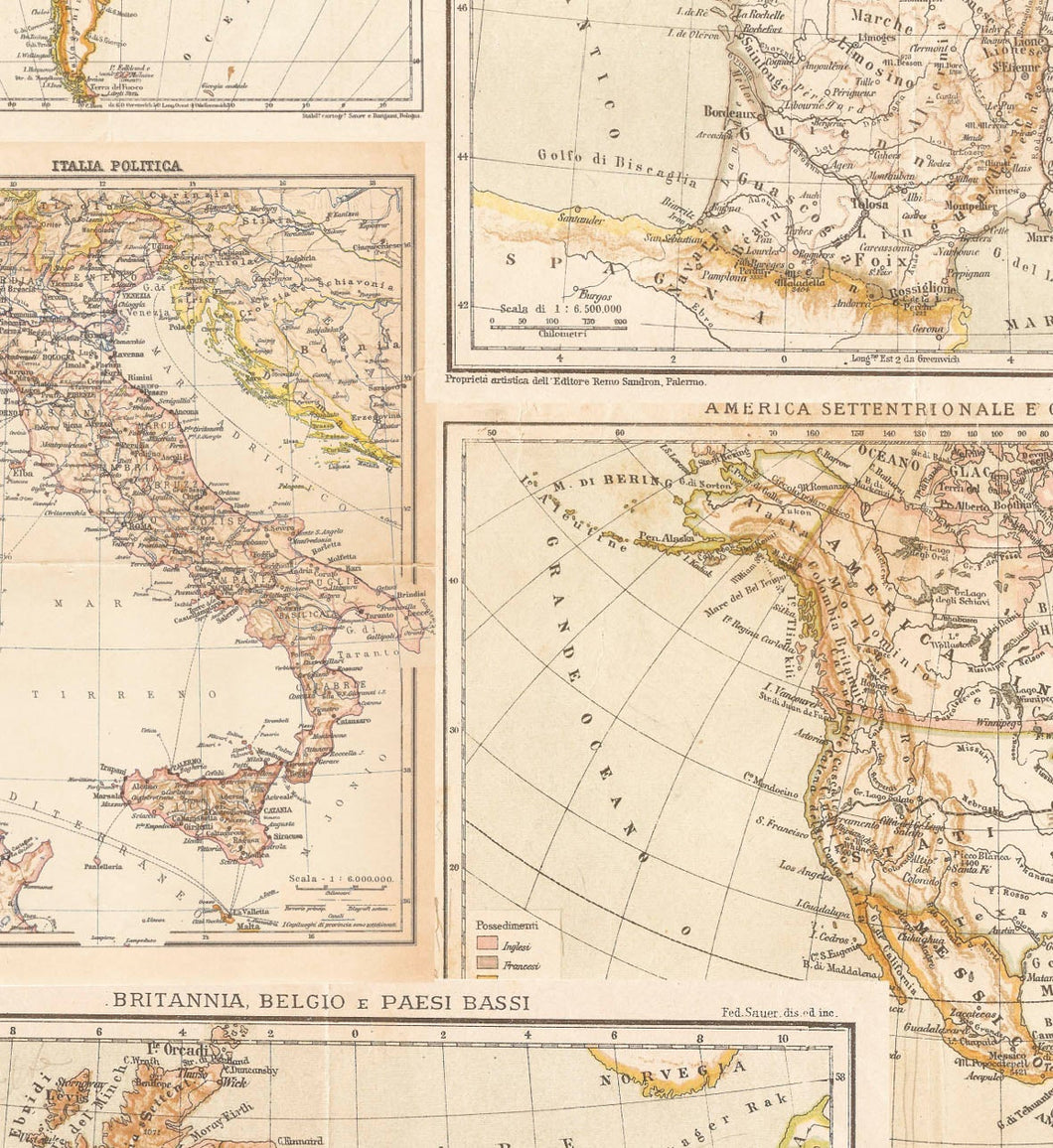 Papel decorado para encuadernación Mapa de Europa - Artpapel